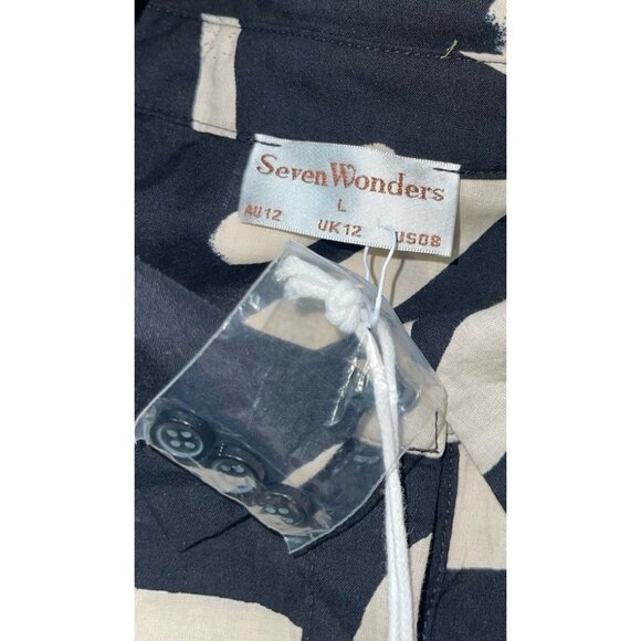 Seven Wonders York Shirt Womens Size 8 Black Sand Exclusive Oversized Blouse - Picture 10 of 12